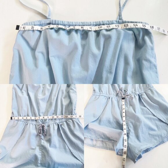 Vans Women's Mars Light Blue Denim Chambray Romper Size Large Removable Straps - Picture 6 of 7